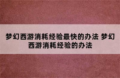 梦幻西游消耗经验最快的办法 梦幻西游消耗经验的办法